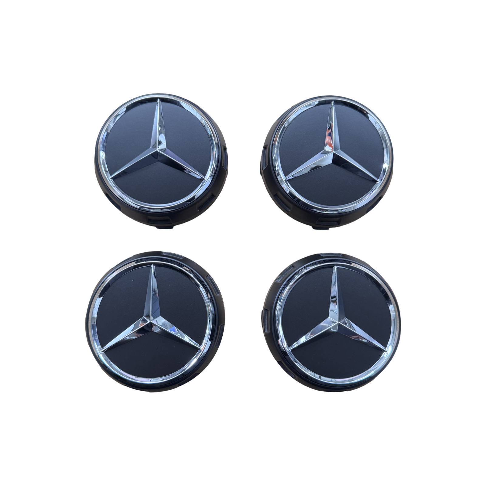 Genuine Mercedes-Benz AMG Satin Black Alloy Wheel Centre Caps X4 A0004000900