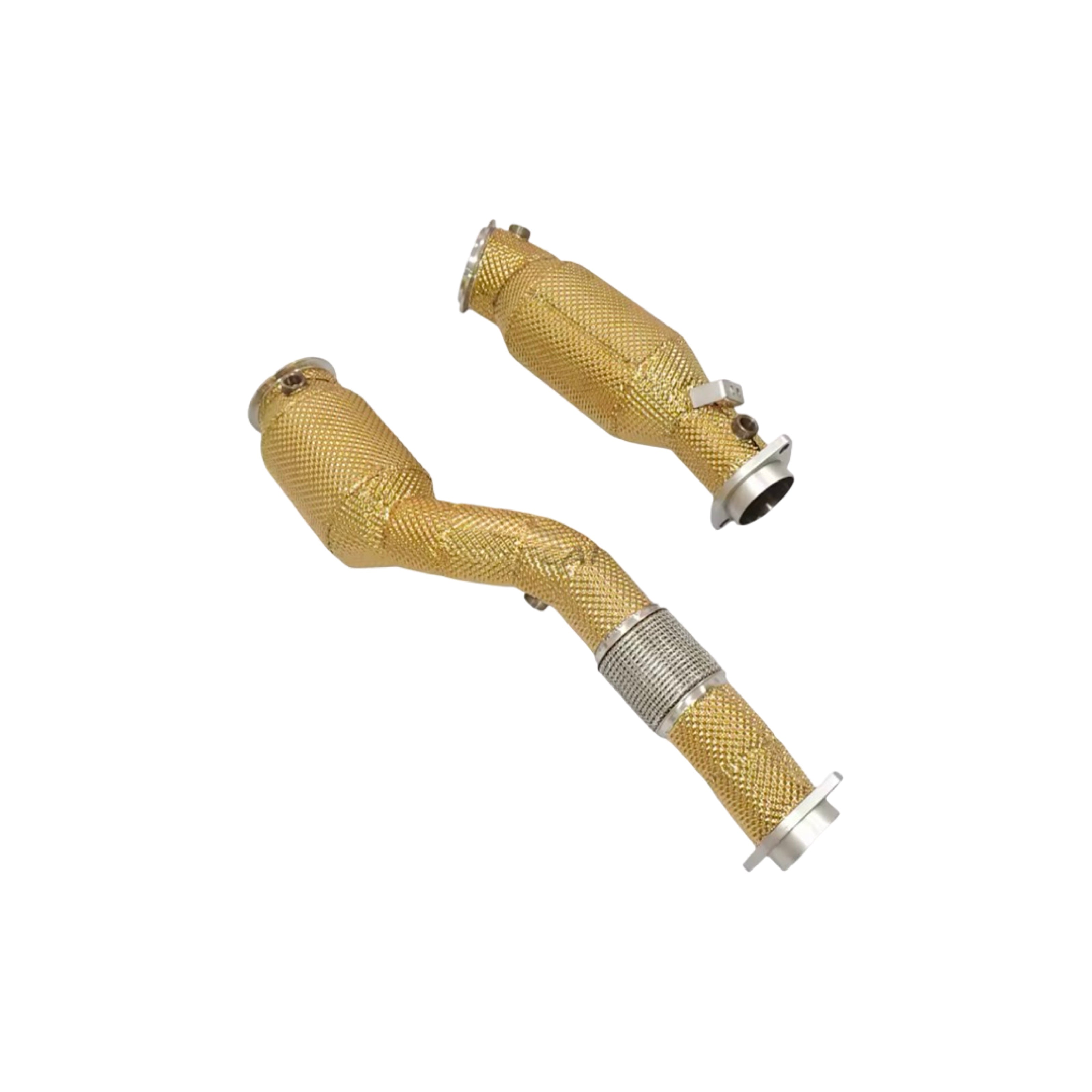 BMW M3 M4 G80/G81/G82/G83 Heat Shielded 200 Cell Hi-flow Sport Cat Downpipe 2021 + (Gold Insulation) (No Engine Light)