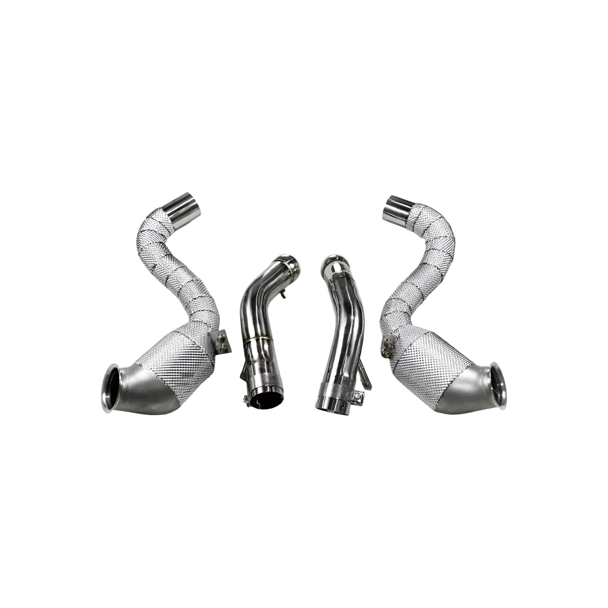 Mercedes C63 / C63S AMG M177 Heat Shielded 200 Cell Hi-flow Sport Cat Downpipes 2014 - 2019 - GERMAN PARTS
