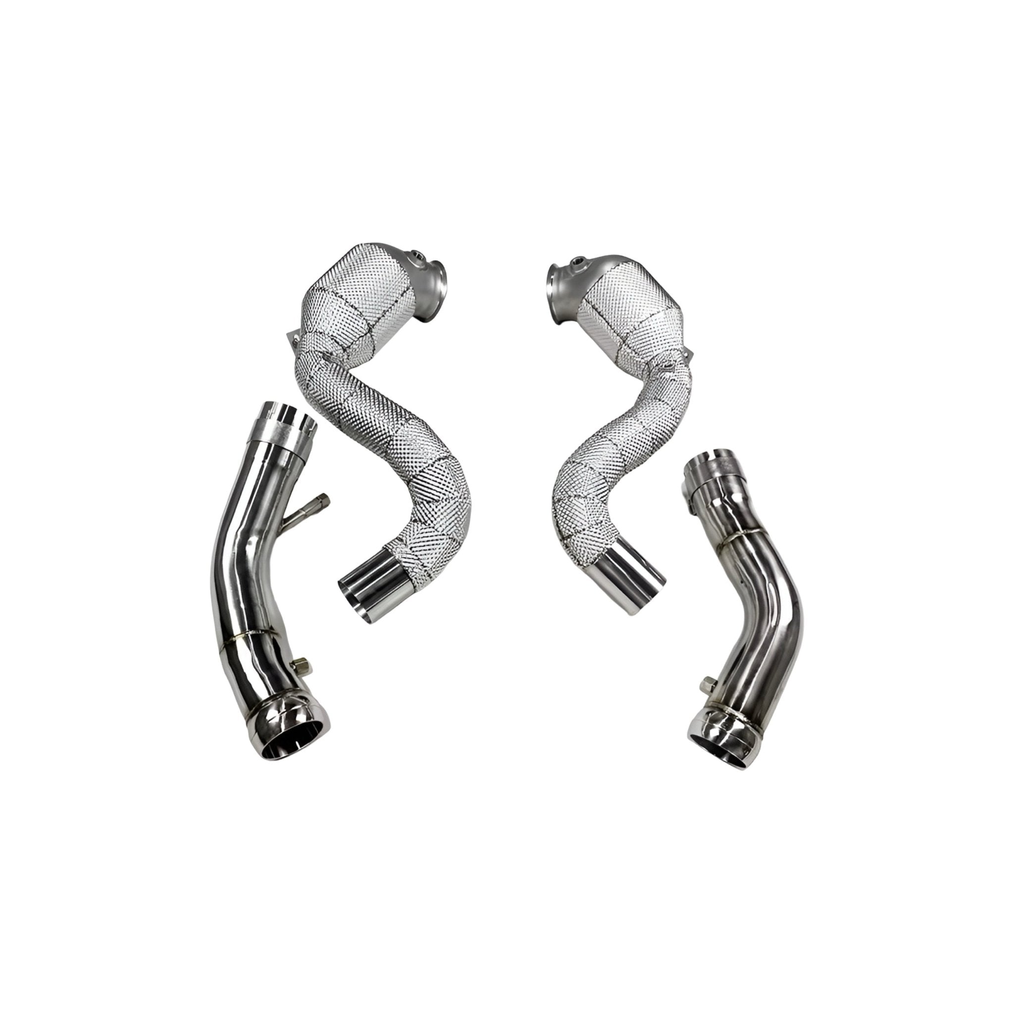 Mercedes C63 / C63S AMG M177 Heat Shielded 200 Cell Hi-flow Sport Cat Downpipes 2014 - 2019 - GERMAN PARTS