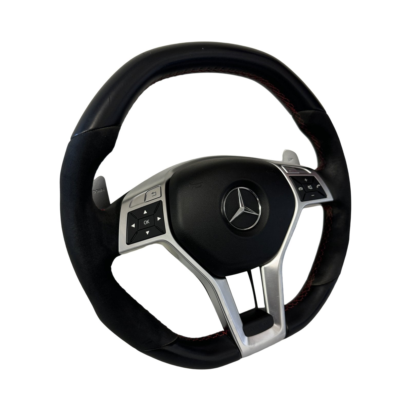 Mercedes A45 CLA45 GLA45 AMG W176 W117 X156 Steering Wheel And Airbag Alcantara Red Stitched - GERMAN PARTS