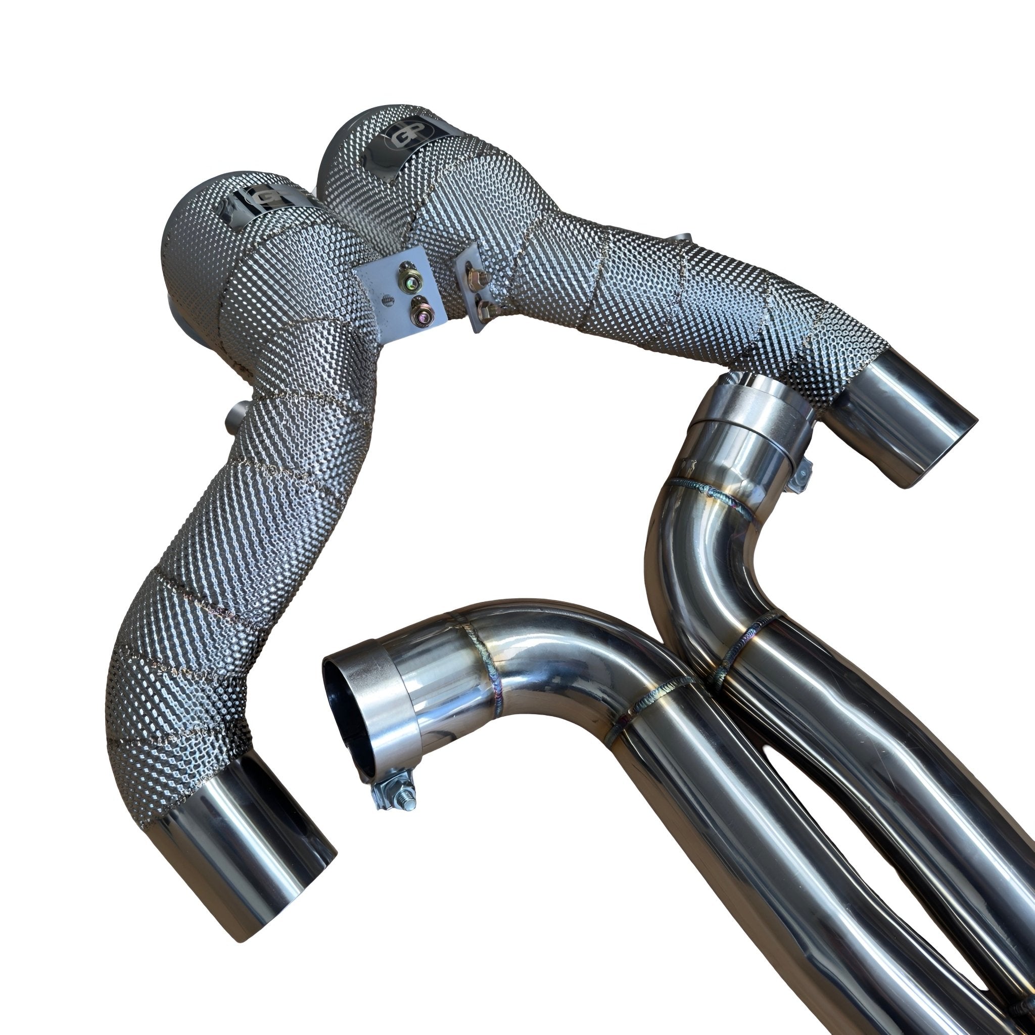 Mercedes AMG GT C190 M178 Heat Shielded 200 Cell Hi - flow Sport Cat Downpipes 2015 - 2022 - GERMAN PARTS