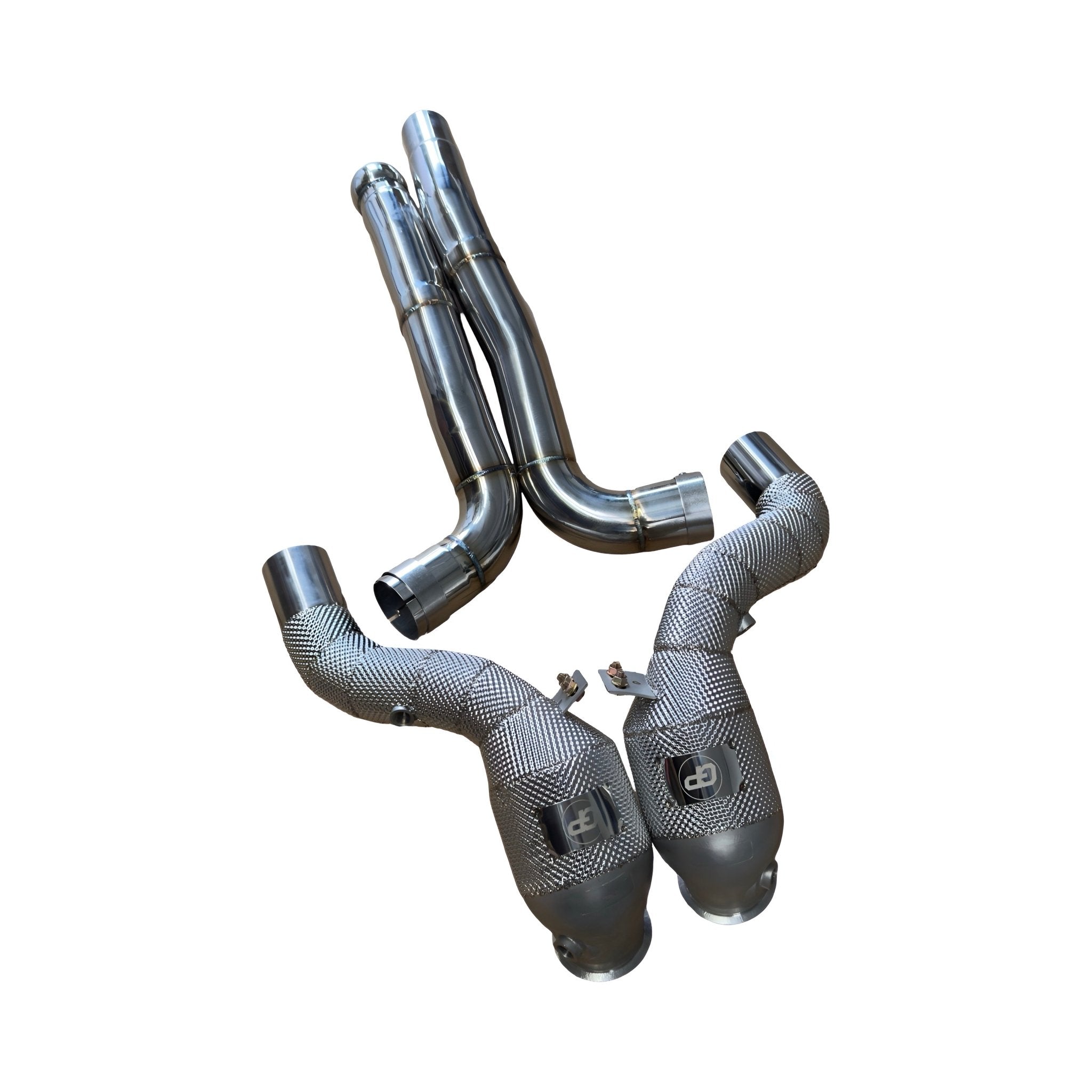 Mercedes AMG GT C190 M178 Heat Shielded 200 Cell Hi - flow Sport Cat Downpipes 2015 - 2022 - GERMAN PARTS