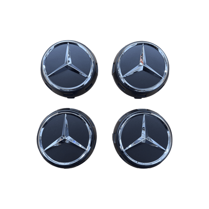 Genuine Mercedes-Benz AMG Satin Black Alloy Wheel Centre Caps X4 A0004000900 - GERMAN PARTS 