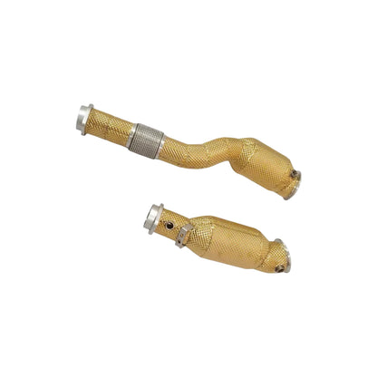 BMW M3 M4 G80/G81/G82/G83 Heat Shielded 200 Cell Hi-flow Sport Cat Downpipe 2021 + (Gold Insulation) (No Engine Light)