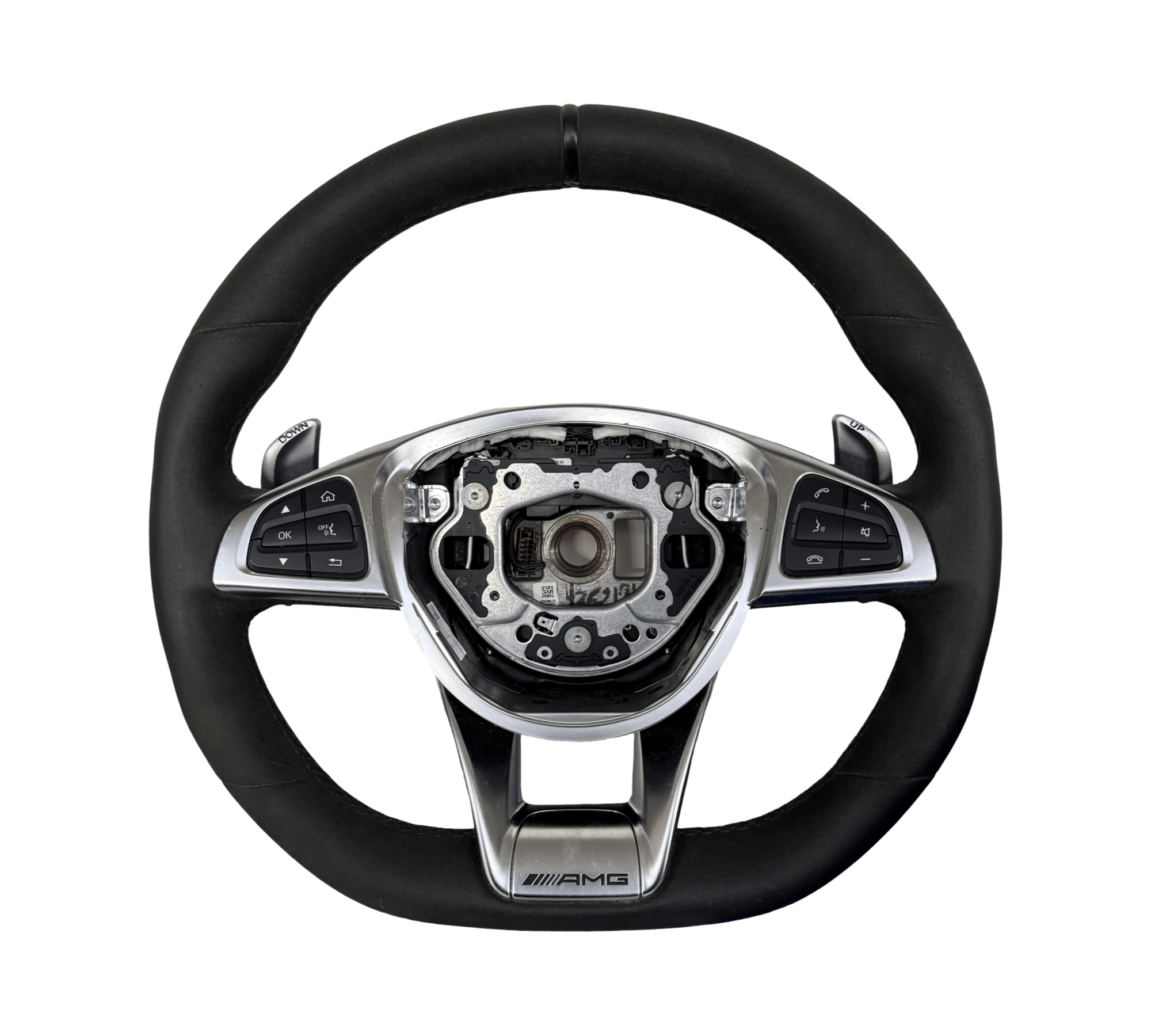 MERCEDES AMG GT C190 W190 AMG Multifunction Steering Wheel A1904600603 Full Alcantara (Silver) - GERMAN PARTS 