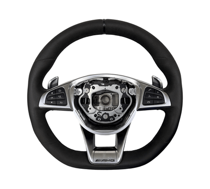 MERCEDES AMG GT C190 W190 AMG Multifunction Steering Wheel A1904600603 Full Alcantara (Silver) - GERMAN PARTS 