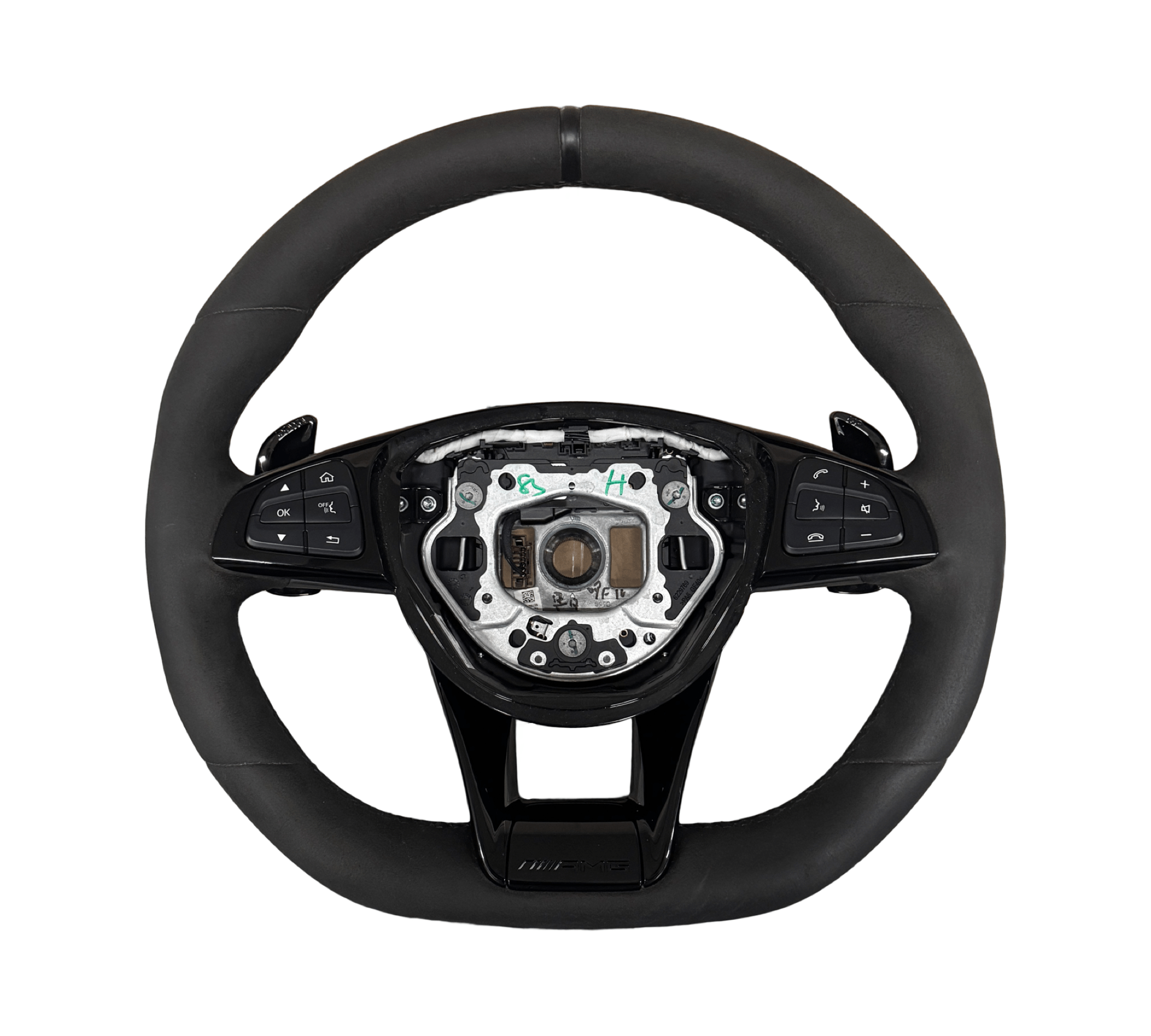 MERCEDES AMG GT C190 W190 AMG Multifunction Steering Wheel A1904607300 Full Alcantara (Black) - GERMAN PARTS 