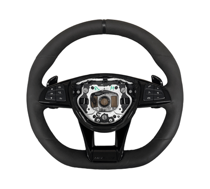 MERCEDES AMG GT C190 W190 AMG Multifunction Steering Wheel A1904607300 Full Alcantara (Black) - GERMAN PARTS 