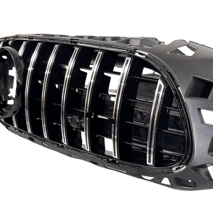 MERCEDES AMG GT R190 C190 PANAMERICANA GRILLE GLOSS BLACK 2017 + - GERMAN PARTS 