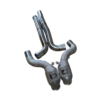 Mercedes AMG GT C190 M178 Heat Shielded 200 Cell Hi-flow Sport Cat Downpipes 2015 - 2022 - GERMAN PARTS 