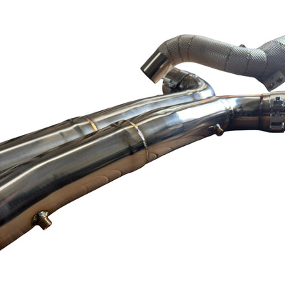Mercedes AMG GT C190 M178 Heat Shielded 200 Cell Hi-flow Sport Cat Downpipes 2019 - 2022 (OPF VERSION) - GERMAN PARTS 