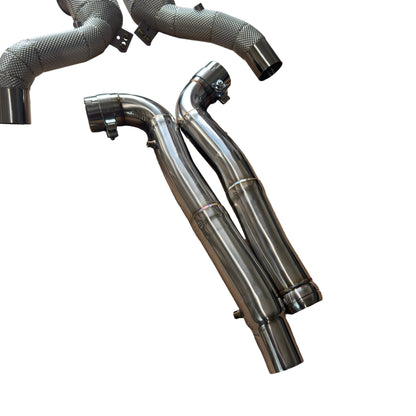 Mercedes AMG GT C190 M178 Heat Shielded 200 Cell Hi-flow Sport Cat Downpipes 2019 - 2022 (OPF VERSION) - GERMAN PARTS 
