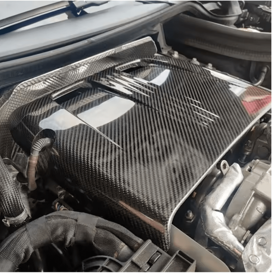 Mercedes AMG GT R190 C190 Carbon Fibre Turbo Heat Shield 2015 - 2022 - GERMAN PARTS 