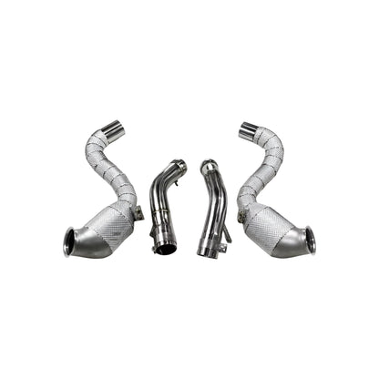 Mercedes C63 / C63S AMG M177 Heat Shielded 200 Cell Hi-flow Sport Cat Downpipes 2014 - 2019 - GERMAN PARTS 