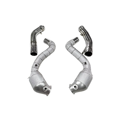 Mercedes C63 / C63S AMG M177 Heat Shielded 200 Cell Hi-flow Sport Cat Downpipes 2014 - 2019 - GERMAN PARTS 