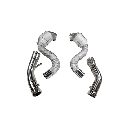 Mercedes C63 / C63S AMG M177 Heat Shielded 200 Cell Hi-flow Sport Cat Downpipes 2014 - 2019 - GERMAN PARTS 