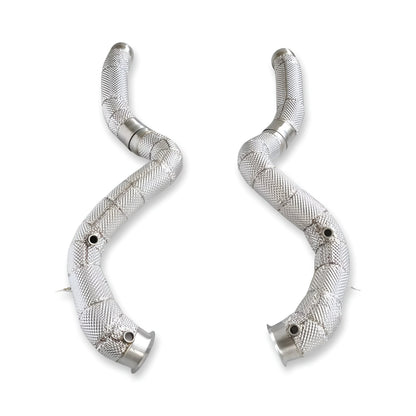 Mercedes C63/C63S W205 M177 Heat Shielded Catless Downpipes 2014 - 2022 - GERMAN PARTS 