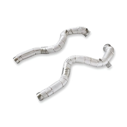 Mercedes C63/C63S W205 M177 Heat Shielded Catless Downpipes 2014 - 2022 - GERMAN PARTS 