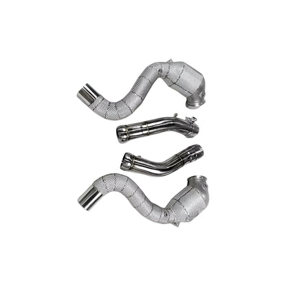 Mercedes E63 / E63S AMG W213 M177 Heat Shielded 200 Cell Hi-flow Sport Cat Downpipes 2019 - 2022 (OPF VERSION) - GERMAN PARTS 