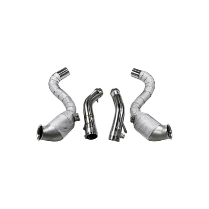 Mercedes E63 / E63S AMG W213 M177 Heat Shielded 200 Cell Hi-flow Sport Cat Downpipes 2019 - 2022 (OPF VERSION) - GERMAN PARTS 