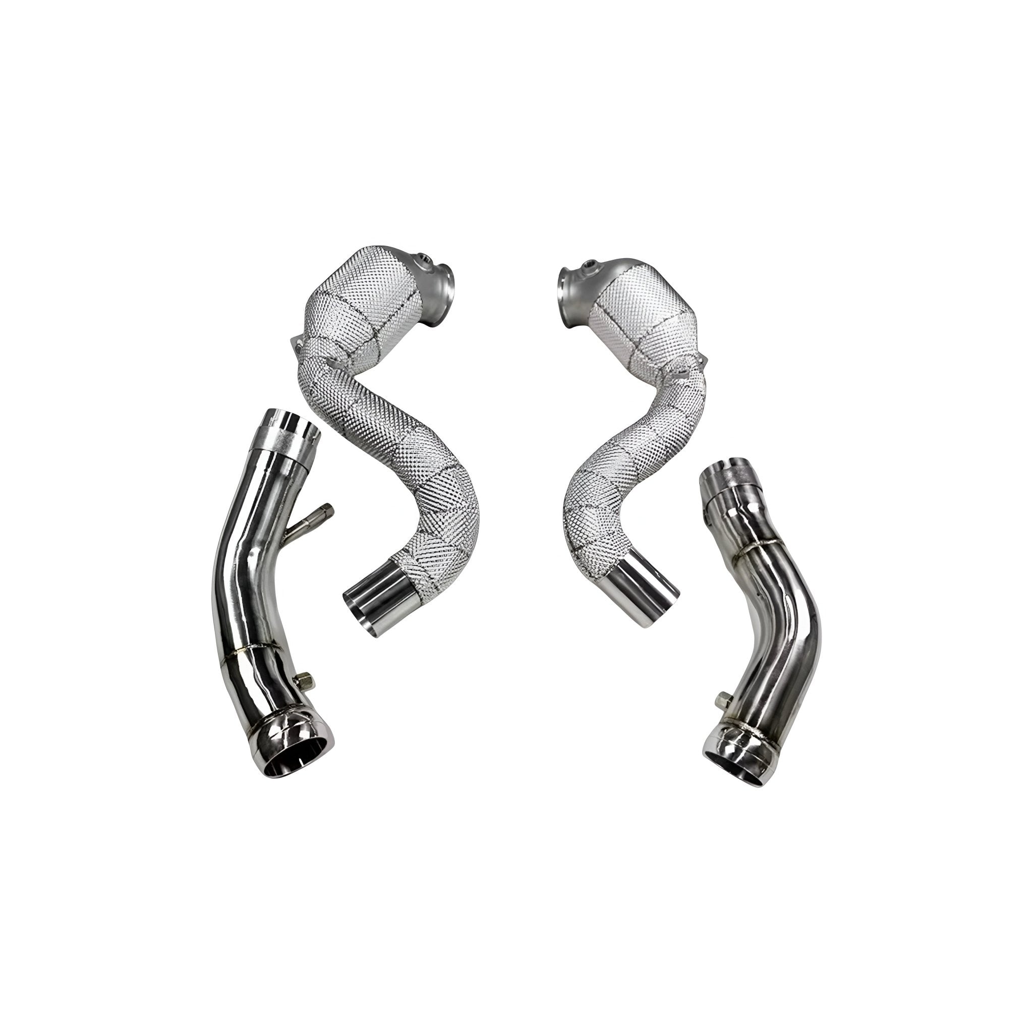 Mercedes E63 / E63S AMG W213 M177 Heat Shielded 200 Cell Hi-flow Sport Cat Downpipes 2019 - 2022 (OPF VERSION) - GERMAN PARTS 