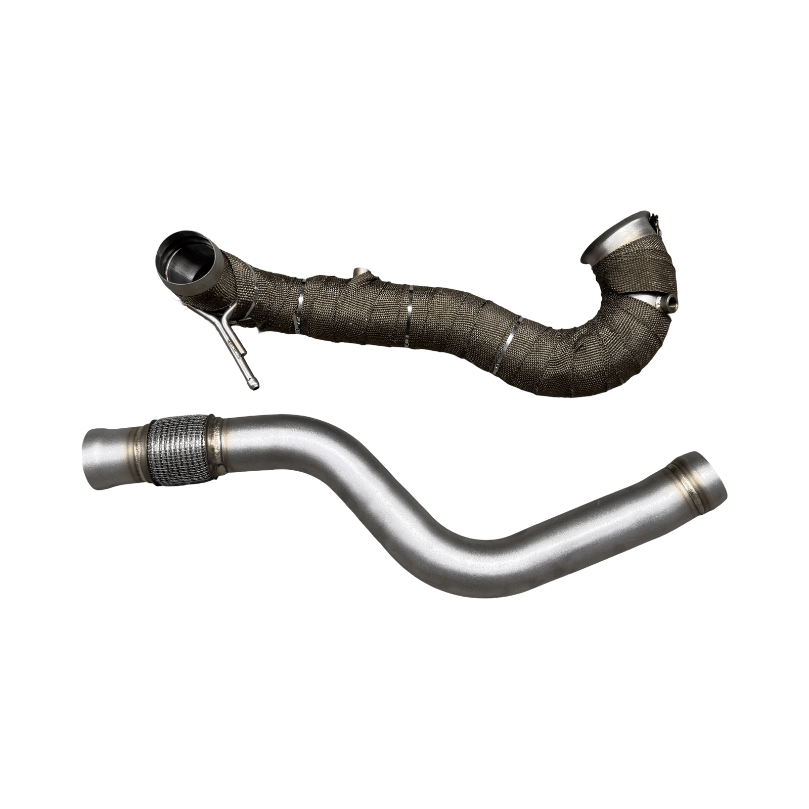 3.5-inch decat downpipe and mid pipe for Mercedes A45 AMG & CLA45 AMG.