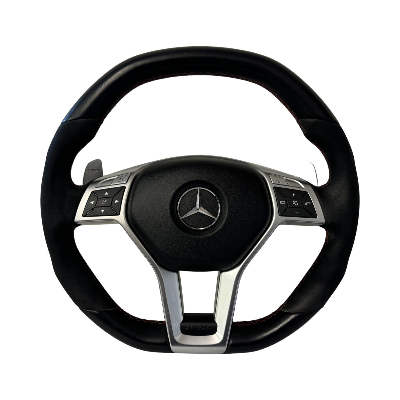 Mercedes A45 CLA45 GLA45 AMG W176 W117 X156 Steering Wheel And Airbag Alcantara Red Stitched - GERMAN PARTS 