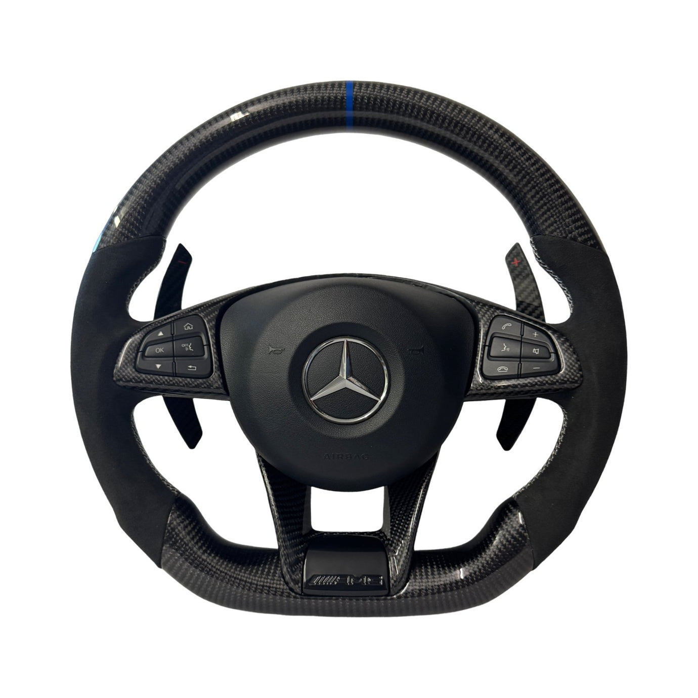 MERCEDES AMG CARBON FIBRE FULLY CUSTOMISABLE STEERING WHEEL 2014 - 2018 MODELS - GERMAN PARTS 