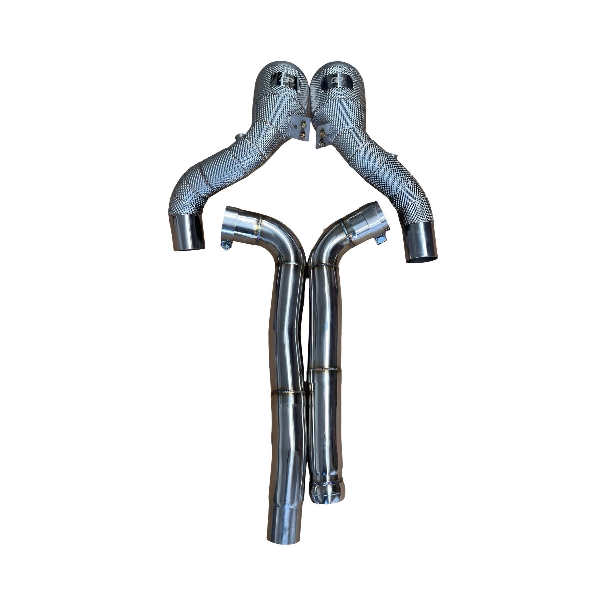 Mercedes AMG GT C190 M178 Heat Shielded 200 Cell Hi - flow Sport Cat Downpipes 2015 - 2022 - GERMAN PARTS