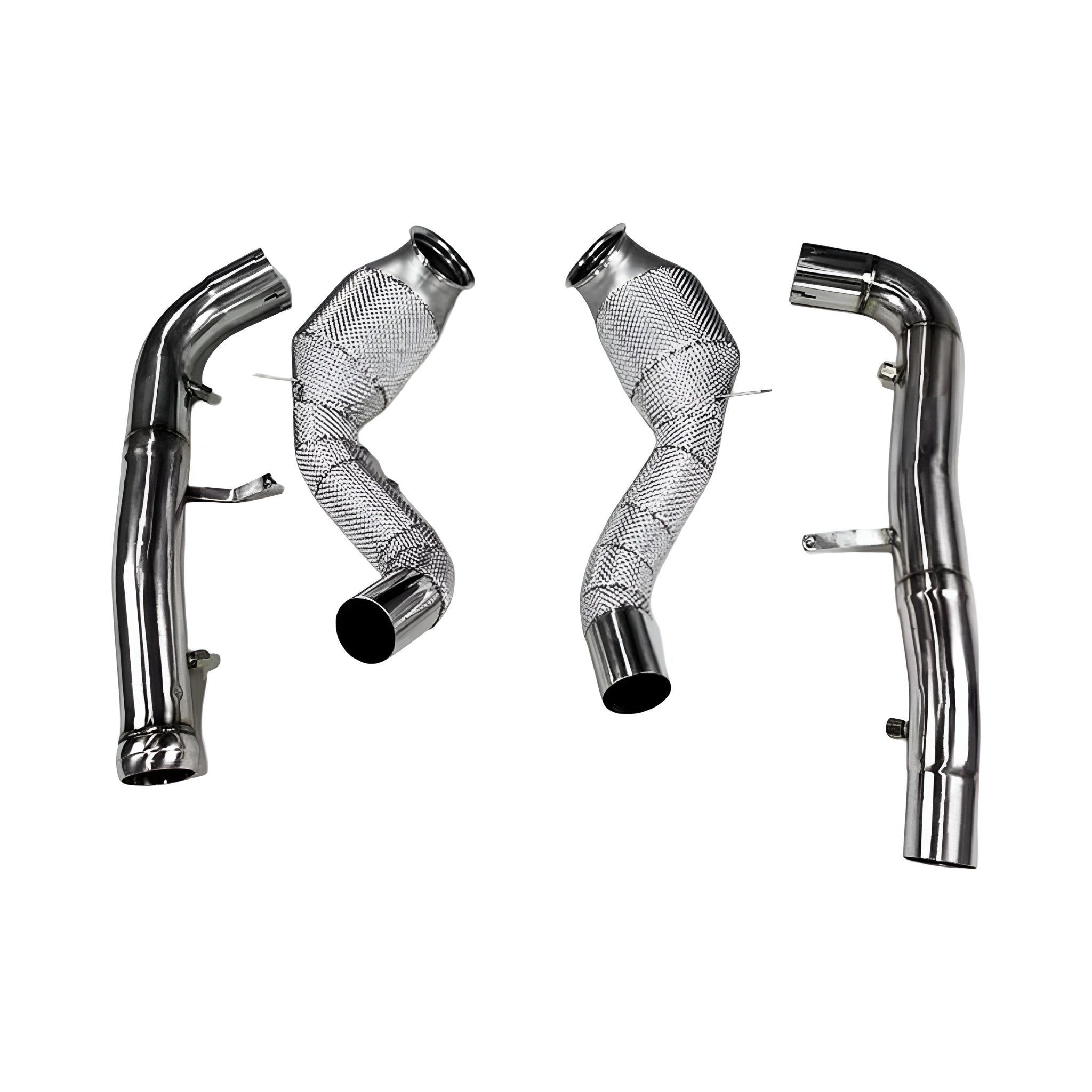 Mercedes AMG GT C190 M178 Heat Shielded 200 Cell Hi - flow Sport Cat Downpipes 2015 - 2022 - GERMAN PARTS