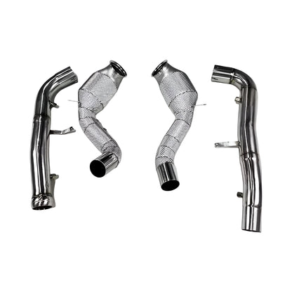 Mercedes AMG GT C190 M178 Heat Shielded 200 Cell Hi - flow Sport Cat Downpipes 2015 - 2022 - GERMAN PARTS
