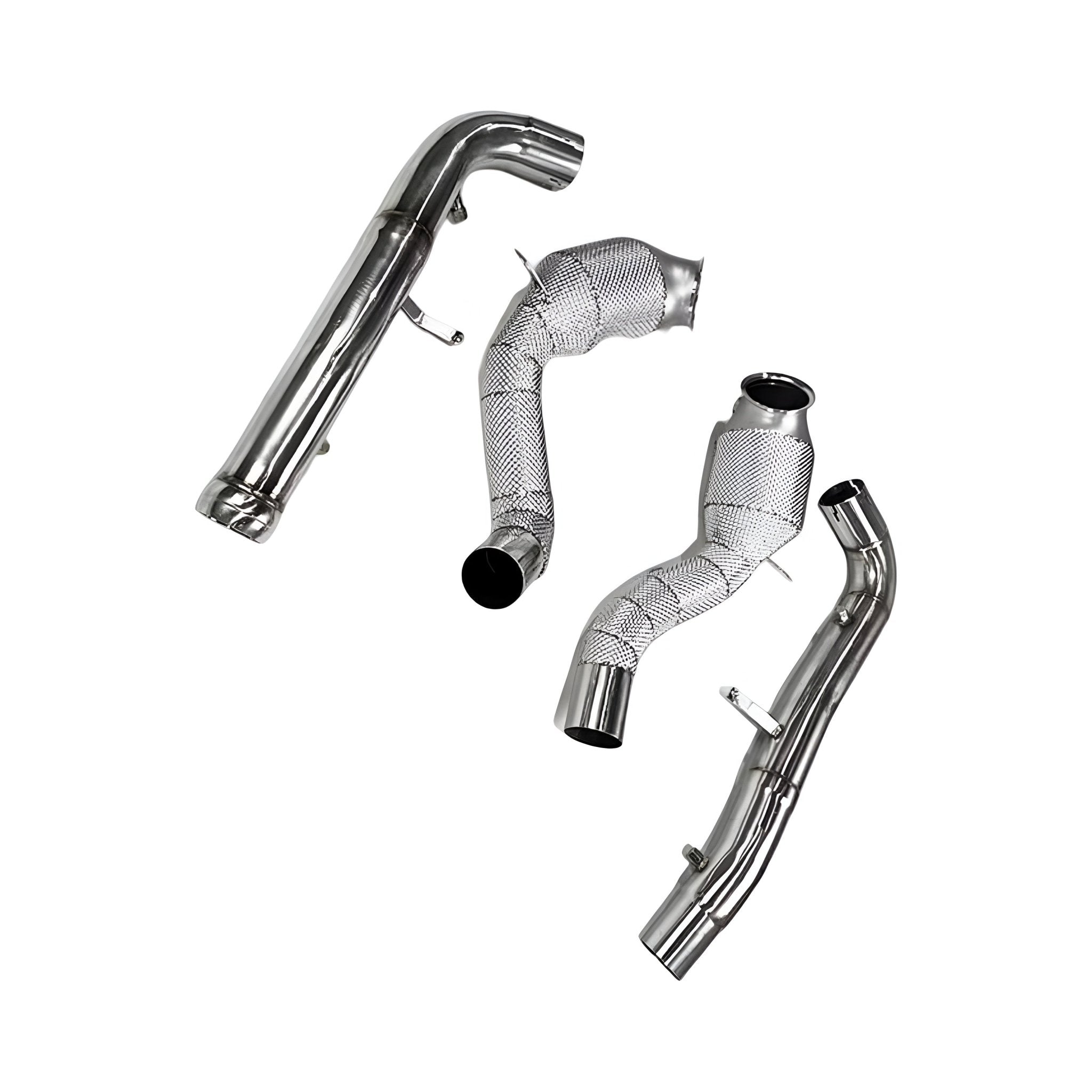 Mercedes AMG GT C190 M178 Heat Shielded 200 Cell Hi - flow Sport Cat Downpipes 2015 - 2022 - GERMAN PARTS