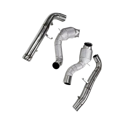 Mercedes AMG GT C190 M178 Heat Shielded 200 Cell Hi - flow Sport Cat Downpipes 2015 - 2022 - GERMAN PARTS