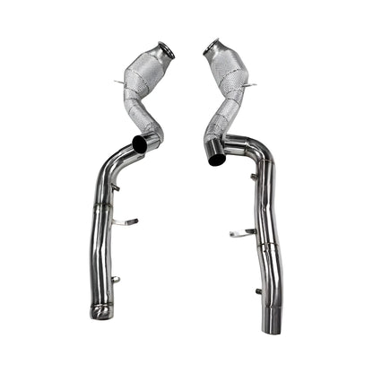 Mercedes AMG GT C190 M178 Heat Shielded 200 Cell Hi - flow Sport Cat Downpipes 2015 - 2022 - GERMAN PARTS
