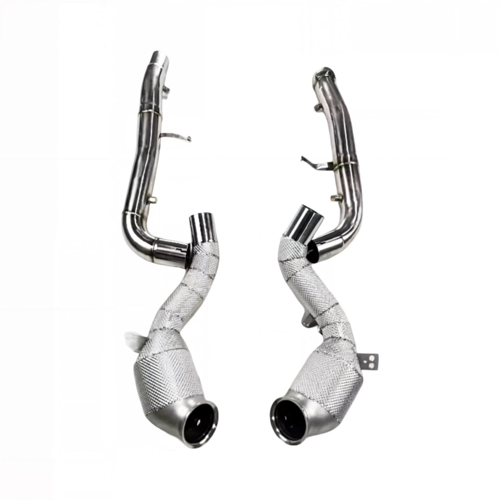 Mercedes AMG GT C190 M178 Heat Shielded 200 Cell Hi - flow Sport Cat Downpipes 2015 - 2022 - GERMAN PARTS