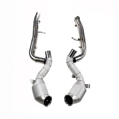 Mercedes AMG GT C190 M178 Heat Shielded 200 Cell Hi - flow Sport Cat Downpipes 2015 - 2022 - GERMAN PARTS