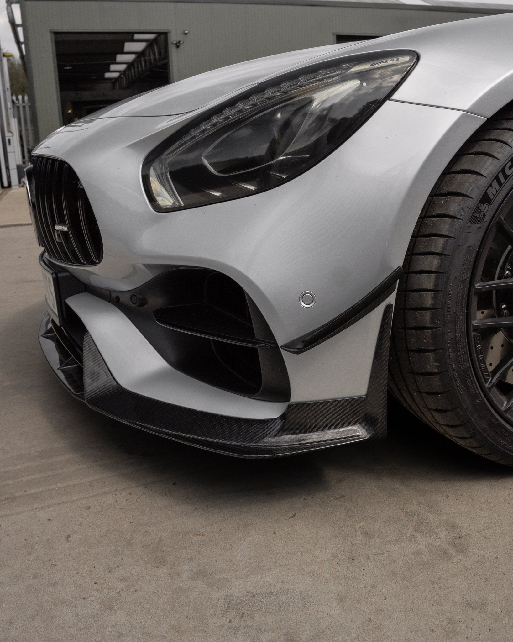 Close-up of a modern Mercedes-Benz LED headlight