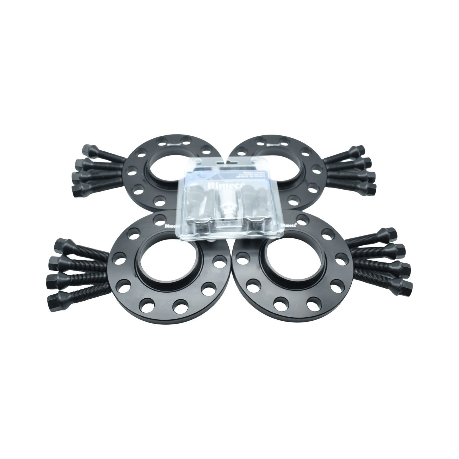 Mercedes AMG GTR Bimecc spacer kit with 12.5mm and 15mm wheel spacers, wheel nuts, and locking kit