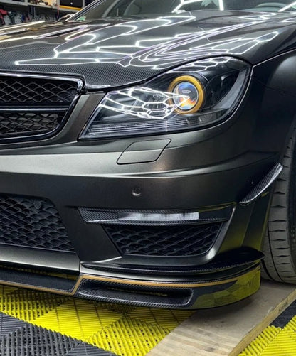 Mercedes C63 W204 Facelift Front bumper Canards (Carbon) - GERMAN PARTS